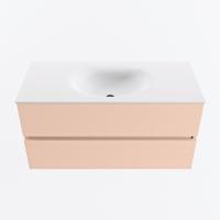 MONDIAZ VICA 100cm badmeubel onderkast Rosee 2 lades. Wastafel MOON midden 1 kraangat, kleur Talc. - thumbnail