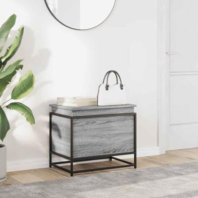 Opbergbox met deksel 60x40x51,5 cm bewerkt hout grijs sonoma