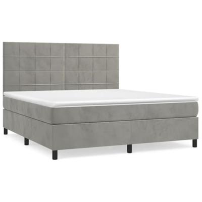 Boxspring met matras fluweel lichtgrijs 160x200 cm