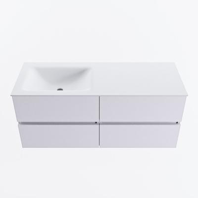 MONDIAZ VICA 120cm badmeubel onderkast Cale 4 lades. Wastafel CLOUD links 1 kraangat, kleur Talc.