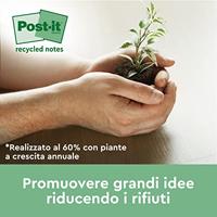 Post-it recycled notes Nature, 100 vel, ft 38 x 51 mm, pak van 6 blokken, geassorteerde kleuren - thumbnail