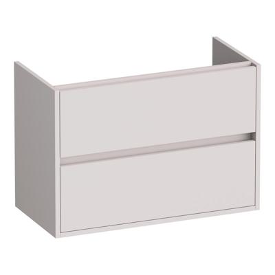 Brauer Adore - Onderkast Ondiep - 80 cm - met 2 Softclose Lades Greeploos en 1 Sifon Uitsparing - Mat Zand