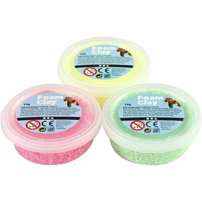 Foam Clay ®, lichtgroen, neon roze, neon geel, 3x14 gr/ 1 doos