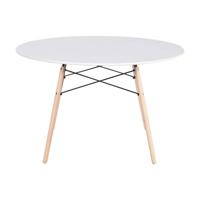 Eettafel Home ESPRIT Wit Zwart Natuurlijk Berken Hout MDF 120 x 120 x 74 cm - thumbnail