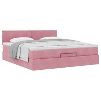 Ottoman bed met matras 180x200 cm fluweel roze - thumbnail