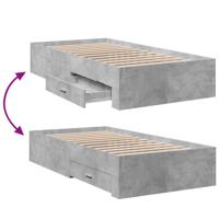 Bedframe met lades bewerkt hout betongrijs 90x190 cm - thumbnail