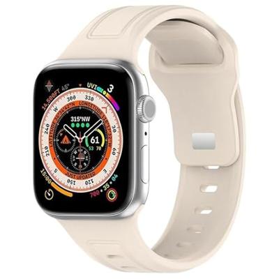 By Qubix - Square siliconen band - Beige - Compatible met Apple Watch 38mm / 40mm / 41mm / 42mm - Compatible Apple watch bandjes