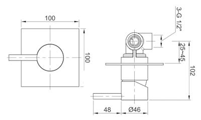 Douchekraan Inbouw Sapho Minimal Mengkraan Afbouwdeel 1-weg RVS Sapho Douchekraan Inbouw Sapho Minimal Mengkraan Afbouwdeel 1-weg RVS Sapho