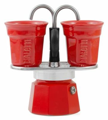 Bialetti Mini Express koffiezetapparaat rood 2tz + 2 kopjes Bialetti Mini Express koffiezetapparaat rood 2tz + 2 kopjes