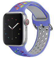 Siliconen sportband met gesp - Lichtpaars + Multicolor - Geschikt voor Apple Watch 44mm / 45mm / 46mm / 49mm - thumbnail