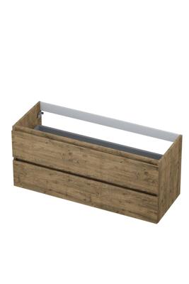 Onderkast INK 2 laden greeploos met houten keerlijst 120 cm x 45 cm x 52 cm Naturel eiken 1257153