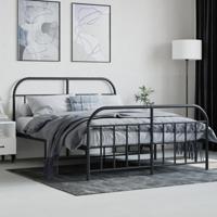 Bedframe met hoofd- en voeteneinde metaal zwart 140x190 cm - thumbnail