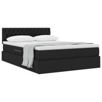 Opbergbed met matras met matras Zwart 140 x 190 cm Bewerkt hout - thumbnail