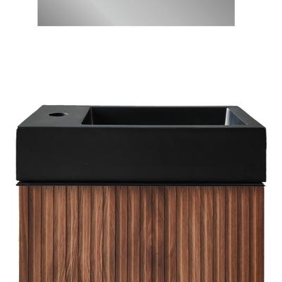 Wastafel BWS Sona Met Kraangat Links/Rechts 40x22,5 cm Mat Zwart Boss & Wessing