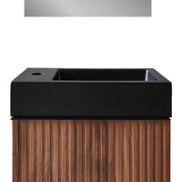 Wastafel BWS Sona Met Kraangat Links/Rechts 40x22,5 cm Mat Zwart Boss & Wessing - thumbnail