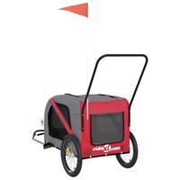 Hondenfietstrailer oxford stof en ijzer rood en grijs - thumbnail