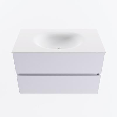 MONDIAZ VICA 80cm badmeubel onderkast Cale 2 lades. Wastafel MOON midden zonder kraangat, kleur Talc.