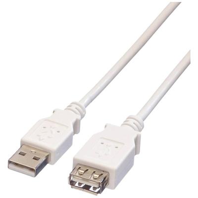 VALUE USB 2.0 kabel, type A-A, M/F, wit, 0,8 m