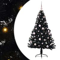 VidaXL Kunstmatig voorverlicht kerstboom met 150 led zwart 150 cm pvc - thumbnail