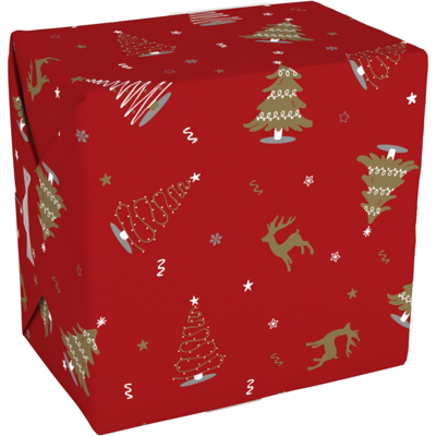 Cadeaupapier | 50cm | 200m | 80gr/m² | Wonderful Time | rood/goud