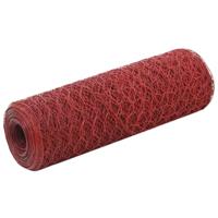VidaXL Kippengaas 25x0,5 m staal met pvc coating rood - thumbnail