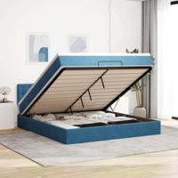 Ottoman bed met matras 160x200cm fluweel donkerblauw - thumbnail