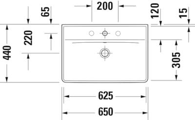 Wastafel Duravit D-Neo Met Overloop Kraanvlak 1 Kraangat 65 cm Hoogglans Wit - thumbnail