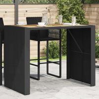 Tuinbartafel acaciahouten blad 145x80x110 cm poly rattan zwart - thumbnail