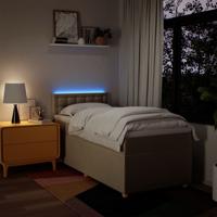 Boxspring met matras stof crèmekleurig 90x200 cm - thumbnail