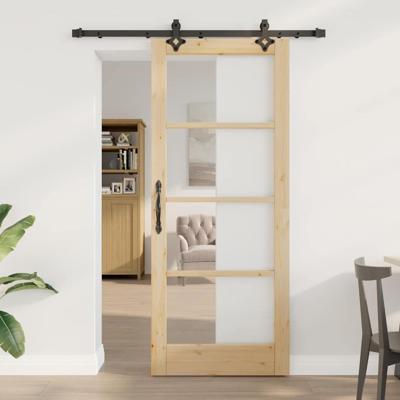 Schuifdeur met Bevestigingsset 83x202 cm Massief Vurenhout