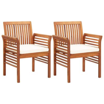 Tuinstoelen 2 st met kussens massief acaciahout
