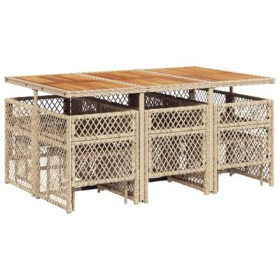 11-delige Tuinset met kussens poly rattan beige