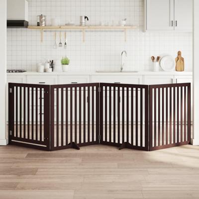 Hondenhek inklapbaar 4 panelen 320 cm populierenhout bruin Hondenhek inklapbaar 4 panelen 320 cm populierenhout bruin