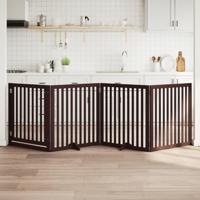 Hondenhek inklapbaar 4 panelen 320 cm populierenhout bruin - thumbnail