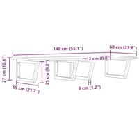 Badkamer wandschap staal en massief acaciahout - thumbnail