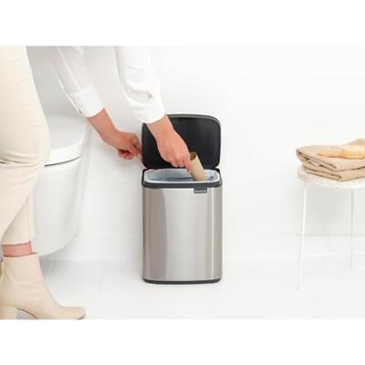 Brabantia Bo afvalemmer 7 liter met kunststof binnenemmer matt steel fingerprint proof