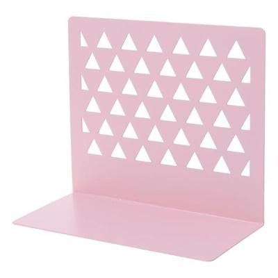 Metalen driehoekige holle desktop organisator boekensteunen ondersteuning stand houder plank Bookrack thuiskantoor benodigdheden (roze)