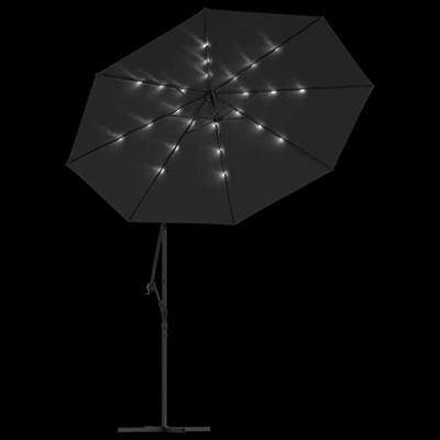 VidaXL Zweefparasol met led en stalen paal 300 cm zwart
