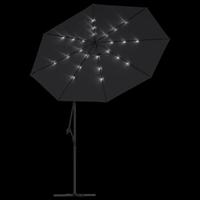 Zweefparasol met LED en stalen paal 300 cm zwart - thumbnail