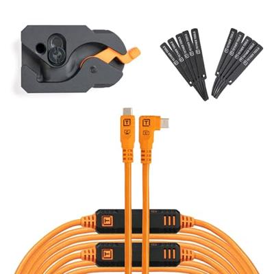 Tether Tools LeverLock & Cable Kit, Optima 10G, 31&apos; (9.2m), straight to right orange