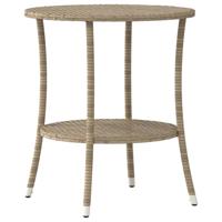 Tuinstoelen 2 st verstelbaar met tafel poly rattan beige - thumbnail