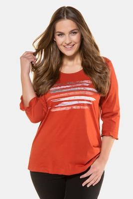 Ulla Popken Shirt, Regular, 3/4 volantmouwen, biokatoen - Grote Maten Ulla Popken Shirt, Regular, 3/4 volantmouwen, biokatoen - Grote Maten