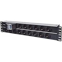 Intellinet 714051 19 inch Stekkerdoos voor patchkast 2 HE Geaarde contactdoos Zwart - thumbnail