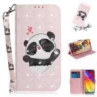 3D gekleurde tekening hart Panda patroon horizontale Flip lederen case voor LG Q Stylo 5 met houder & kaartsleuven & portemonnee - thumbnail