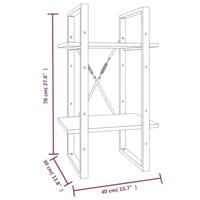 Boekenkast 2-laags 40x30x70 cm bewerkt hout grijs sonoma eiken - thumbnail