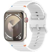 By Qubix - Wave sportband - Wit - Compatible met Apple Watch 38mm / 40mm / 41mm / 42mm - Compatible Apple watch bandjes - thumbnail
