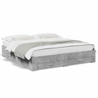 Bedframe met lades bewerkt hout betongrijs 180x200 cm - thumbnail