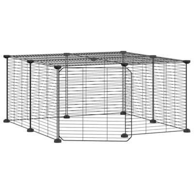 VidaXL Huisdierenkooi met deur 12 panelen 35x35 cm staal zwart - thumbnail