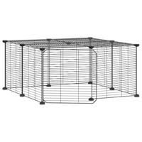 VidaXL Huisdierenkooi met deur 12 panelen 35x35 cm staal zwart - thumbnail