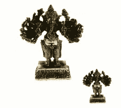 Minibeeldje Ganesha 16 Armen Messing - 7 cm